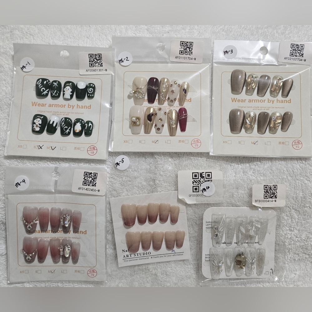 HANDMADE WHOLESALE BULK LOT OF 6 MEDIUM PRESS-ON NAILS-2